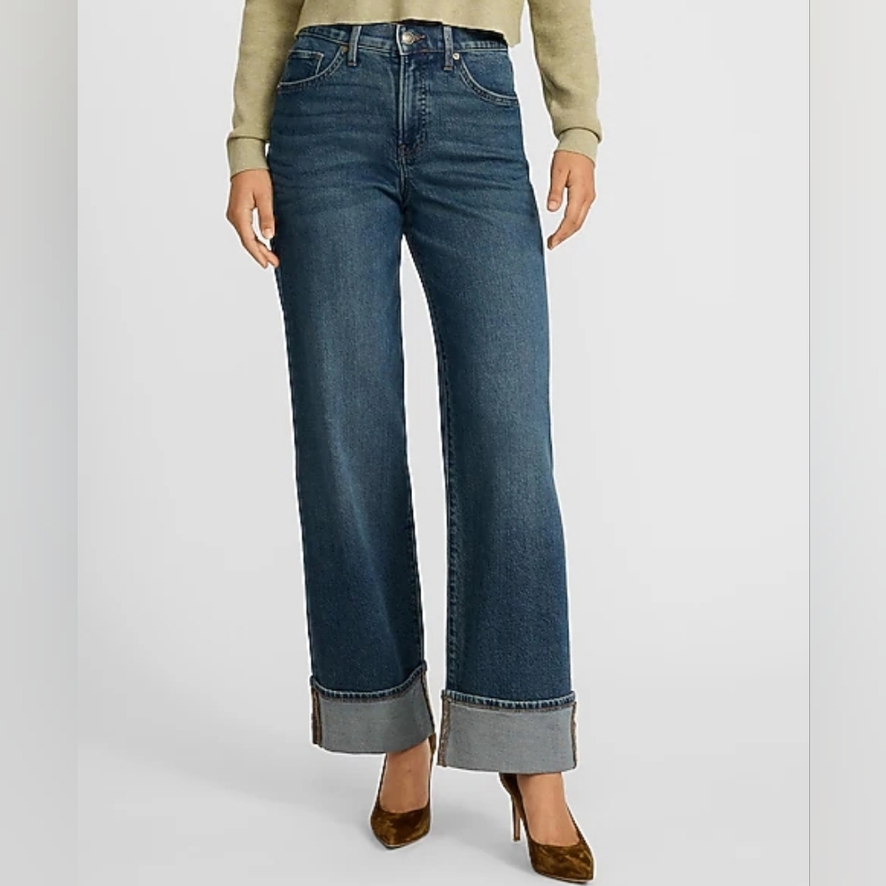 Express Dark Blue Flare Jeans